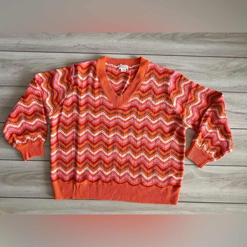 Chic Soul V Neck Sweater Orange 2X NWT